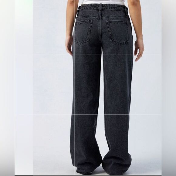 Pacsun Black Fold over Waist Baggy Wide Leg Jeans(Size 29) - Picture 2 of 12